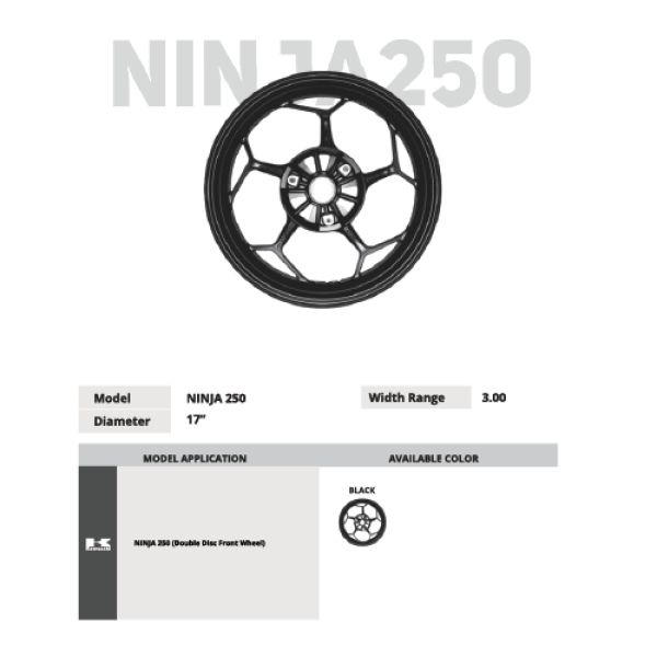 Ninja 250 Diameter 17" Width Range 3.00