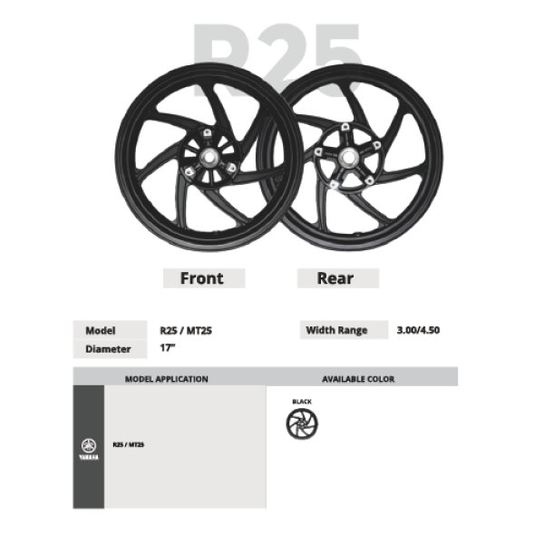 R25/MT25 Diameter 17" Width Range 3.00/4.50