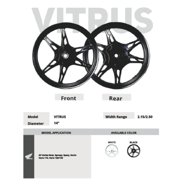 Vitrus Diameter 14" Width Range 2.15/2.50